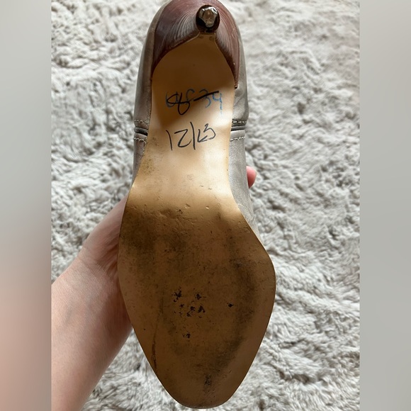 Grey Leather Vintage Western Cowboy Boots by Jeenz Bootz 7M with gold trim - Picture 6 of 6